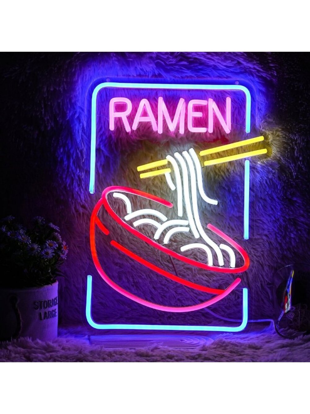 Colorful LED Ramen Neon Sign for Wall Decor | USB-Powered Noodle Light